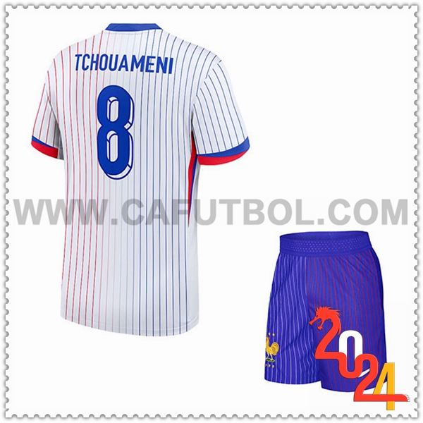 Segunda Camiseta Futbol Francia TCHOUAMENI #8 Ninos Eurocopa 2024