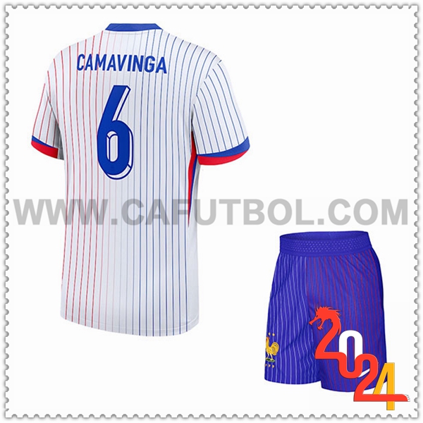 Segunda Camiseta Futbol Francia CAMAVINGA #6 Ninos Eurocopa 2024