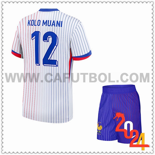 Segunda Camiseta Futbol Francia KOLO MUANI #12 Ninos Eurocopa 2024