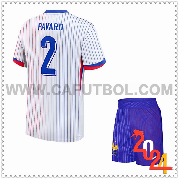 Segunda Camiseta Futbol Francia PAVARD #2 Ninos Eurocopa 2024