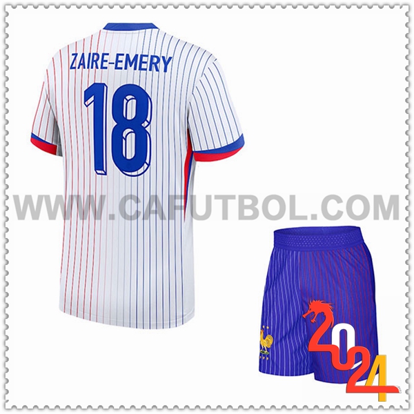 Segunda Camiseta Futbol Francia ZAIRE-EMERY #18 Ninos Eurocopa 2024