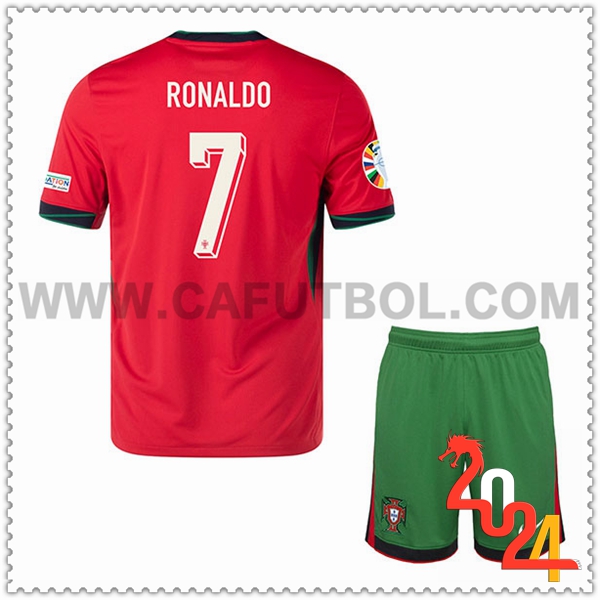 Primera Camiseta Futbol Portugal RONALDO #7 Ninos Eurocopa 2024