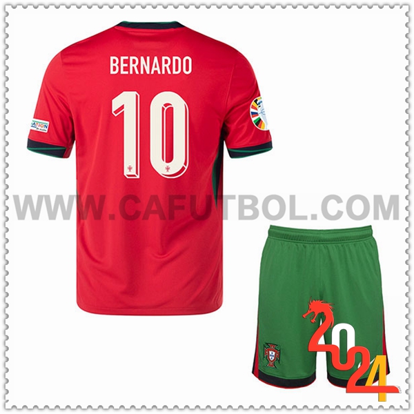 Primera Camiseta Futbol Portugal BERNARDO #10 Ninos Eurocopa 2024