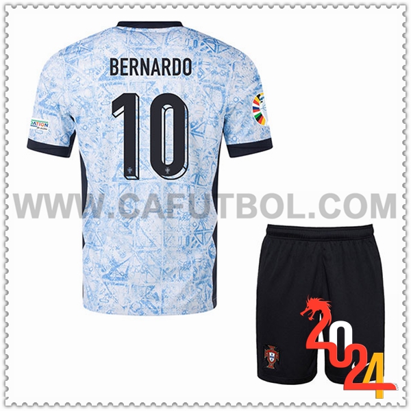 Segunda Camiseta Futbol Portugal BERNARDO #10 Ninos Eurocopa 2024