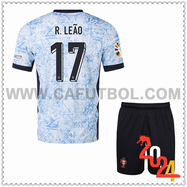 Segunda Camiseta Futbol Portugal R. LEAO #17 Ninos Eurocopa 2024