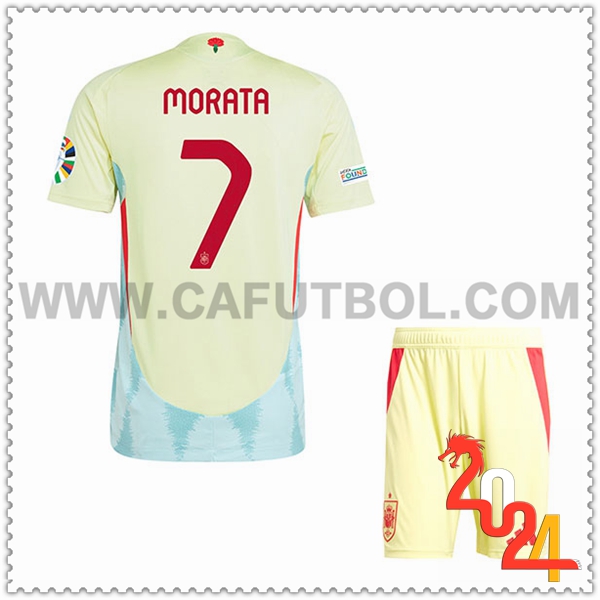 Segunda Camiseta Futbol Espana MORATA #7 Ninos Eurocopa 2024