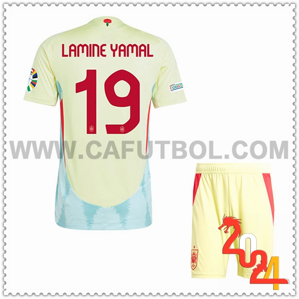 Segunda Camiseta Futbol Espana LAMINE YAMAL #19 Ninos Eurocopa 2024