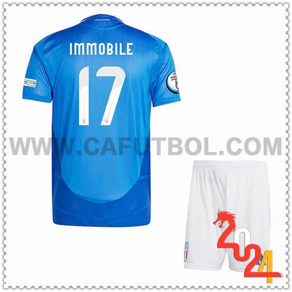 Primera Camiseta Futbol Italia IMMOBILE #17 Ninos Eurocopa 2024