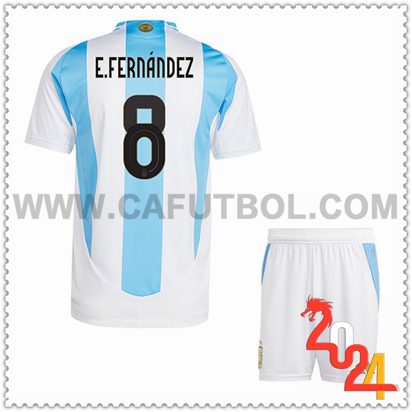 Primera Camiseta Equipo Argentina E.FERNANDEZ #8 Ninos 2024 2025
