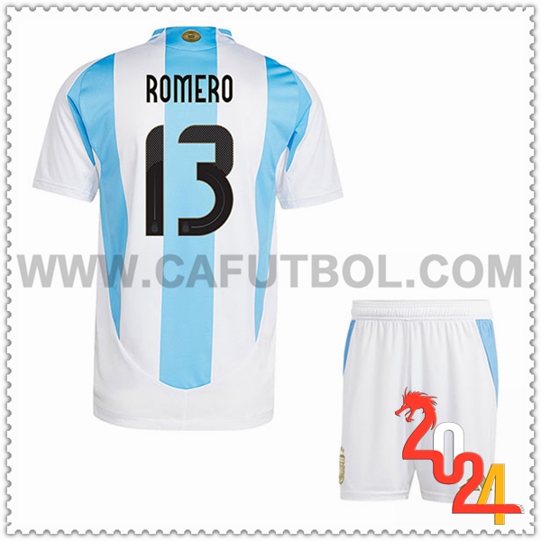 Primera Camiseta Equipo Argentina ROMERO #13 Ninos 2024 2025