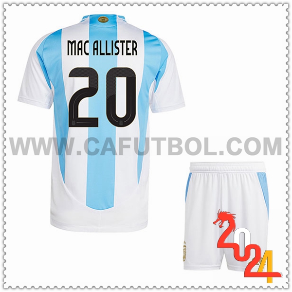 Primera Camiseta Equipo Argentina MAC ALLISTER #20 Ninos 2024 2025