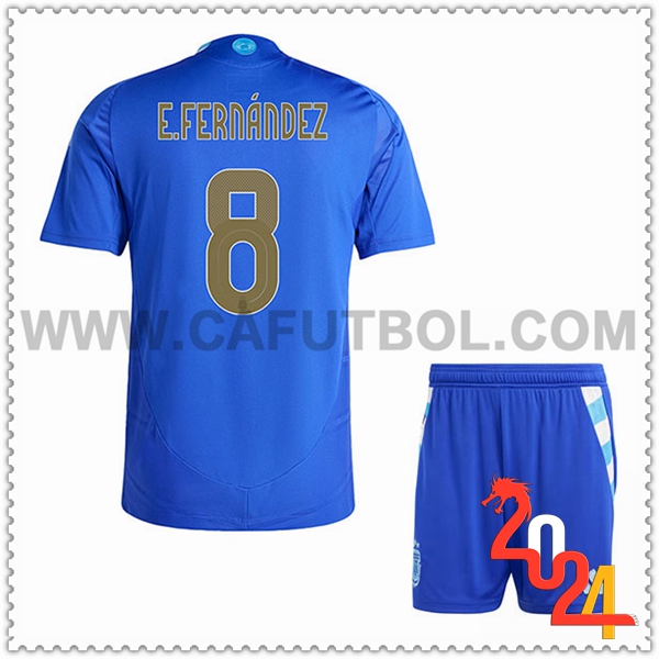 Segunda Camiseta Equipo Argentina E.FERNANDEZ #8 Ninos 2024 2025
