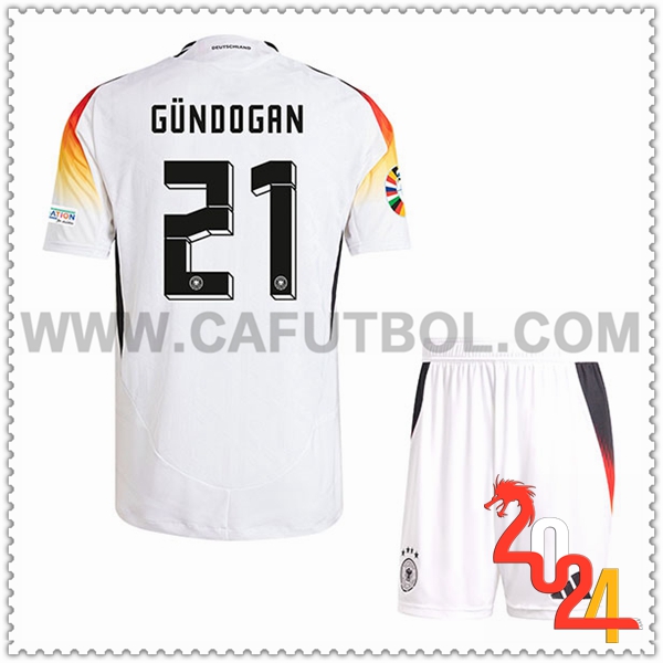 Primera Camiseta Equipo Alemania GUNDOGAN #21 Ninos 2024 2025