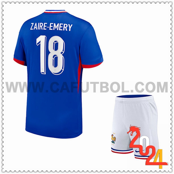 Primera Camiseta Equipo Francia ZAIRE-EMERY #18 Ninos 2024 2025
