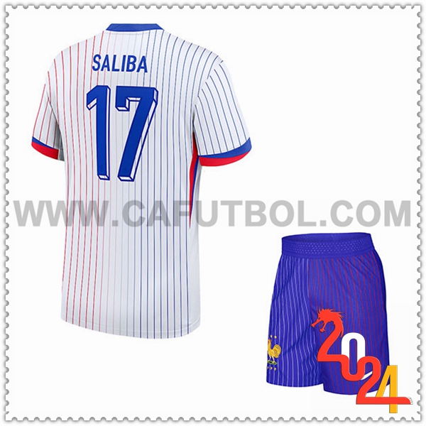 Segunda Camiseta Equipo Francia SALIBA #17 Ninos 2024 2025