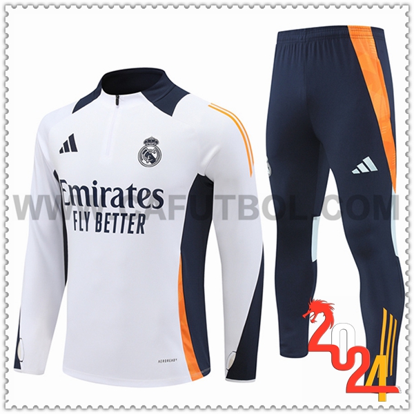 Chandal Futbol Real Madrid Blanco/Naranja/Azul 2024 2025