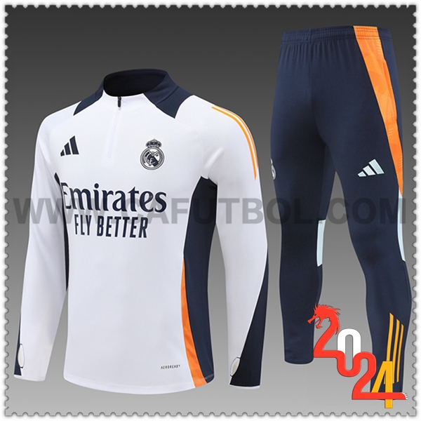 Chandal Futbol Real Madrid Ninos Blanco/Naranja/Azul 2024 2025
