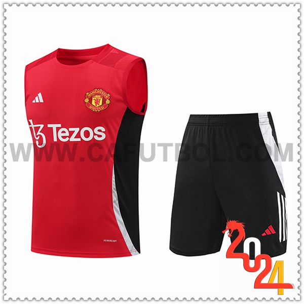 Camiseta Entrenamiento sin mangas Manchester United Rojo/Negro 2024 2025