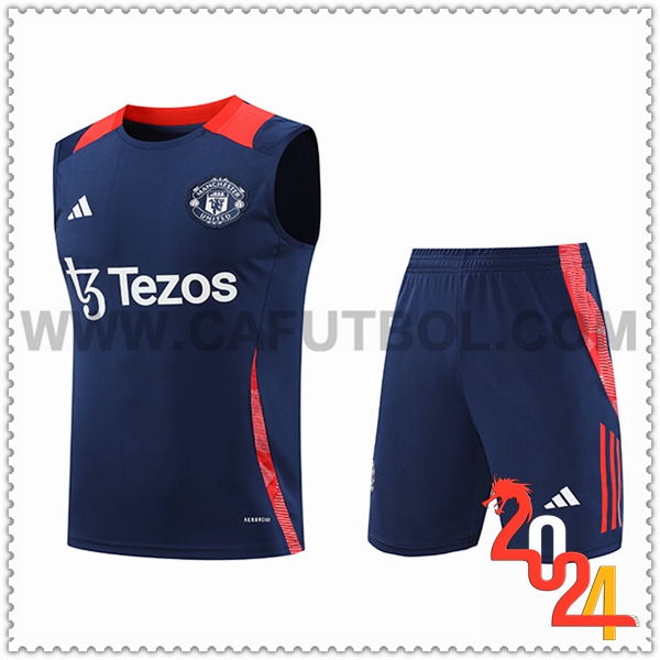 Camiseta Entrenamiento sin mangas Manchester United Azul Oscuro 2024 2025