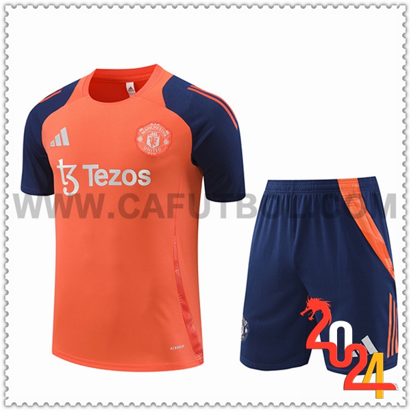 Camiseta Entrenamiento Manchester United Naranja/Azul 2024 2025