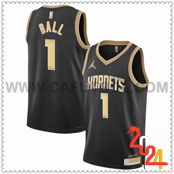 Camisetas NBA Charlotte Hornets (BALL #1) 2024/25 Negro/Amarillo