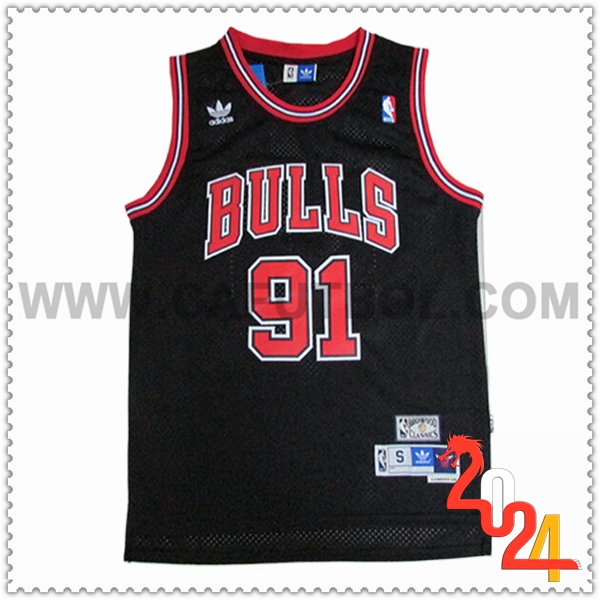 Camisetas NBA Chicago Bulls (RODMAN #91) 2024/25 Negro/Rojo