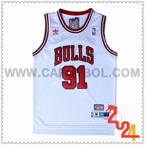 Camisetas NBA Chicago Bulls (RODMAN #91) 2024/25 Blanco/Rojo