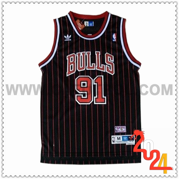 Camisetas NBA Chicago Bulls (RODMAN #91) 2024/25 Negro/Rojo -02