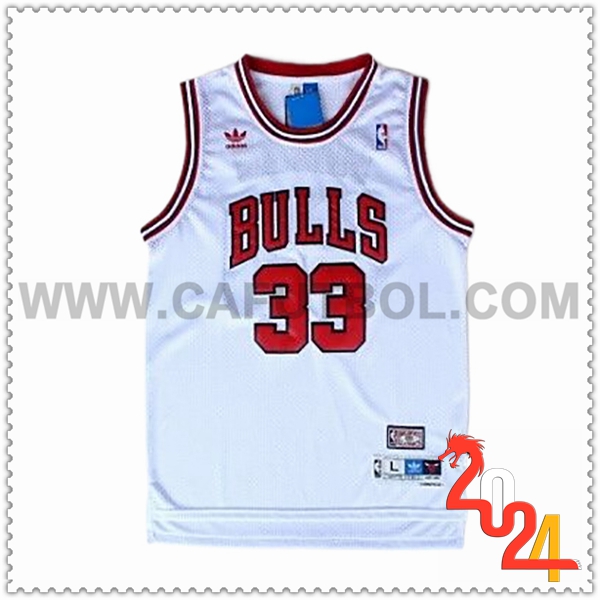 Camisetas NBA Chicago Bulls (PIPPEN #33) 2024/25 Blanco/Rojo