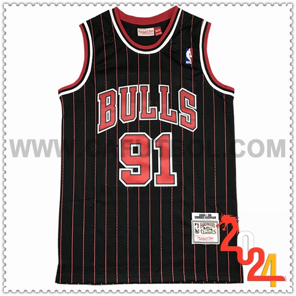 Camisetas NBA Chicago Bulls (RODMAN #91) 2024/25 Negro/Rojo -03