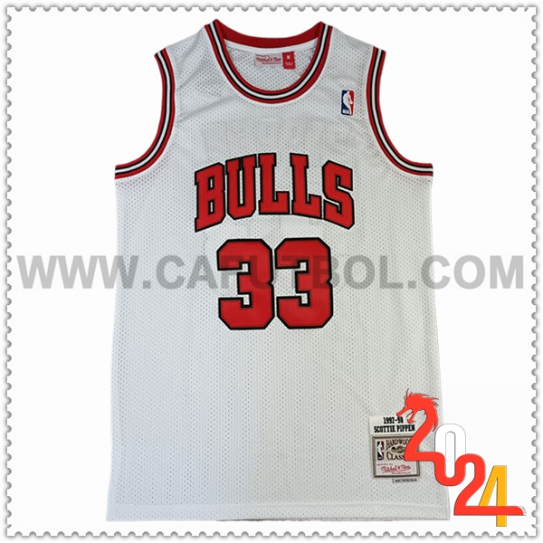 Camisetas NBA Chicago Bulls (PIPPEN #33) 2024/25 Blanco/Rojo -02