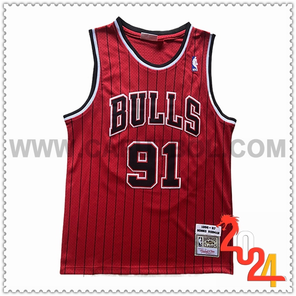 Camisetas NBA Chicago Bulls (RODMAN #91) 2024/25 Rojo -03