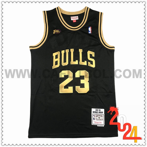 Camisetas NBA Chicago Bulls (JORDAN #23) 2024/25 Negro/Amarillo -02