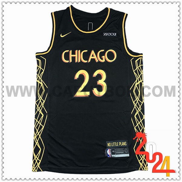 Camisetas NBA Chicago Bulls (JORDAN #23) 2024/25 Negro/Amarillo -04