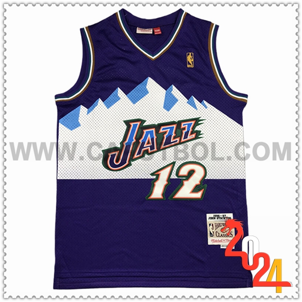 Camisetas NBA Utah Jazz (STOCKTON #12) 2024/25 Violeta/Blanco -02