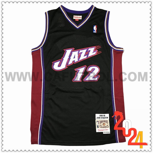 Camisetas NBA Utah Jazz (STOCKTON #12) 2024/25 Negro/Violeta