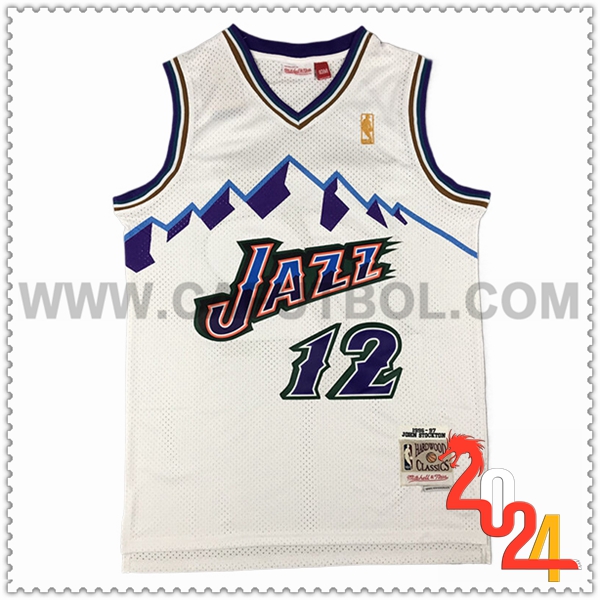 Camisetas NBA Utah Jazz (STOCKTON #12) 2024/25 Blanco -02