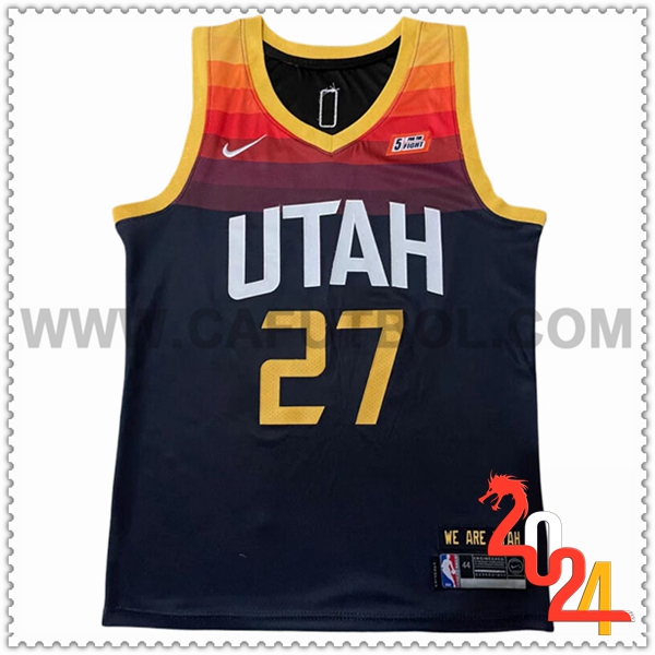 Camisetas NBA Utah Jazz (GOBERT #27) 2024/25 Negro/Amarillo