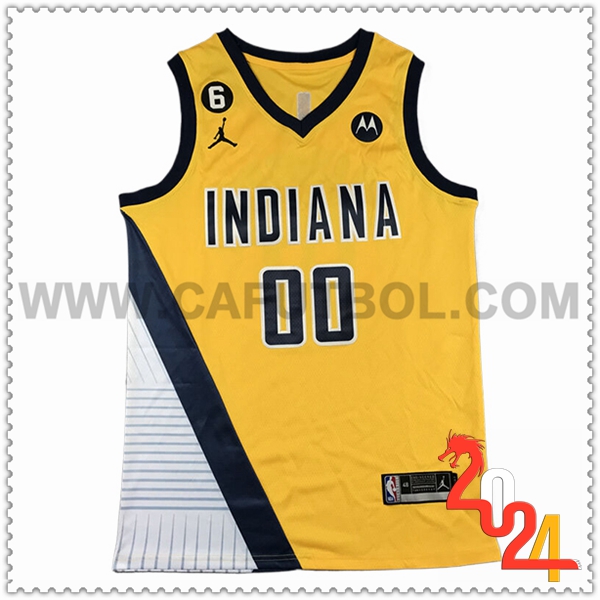 Camisetas NBA Indiana Pacers (MATHURIN #00) 2024/25 Amarillo/Negro/Blanco