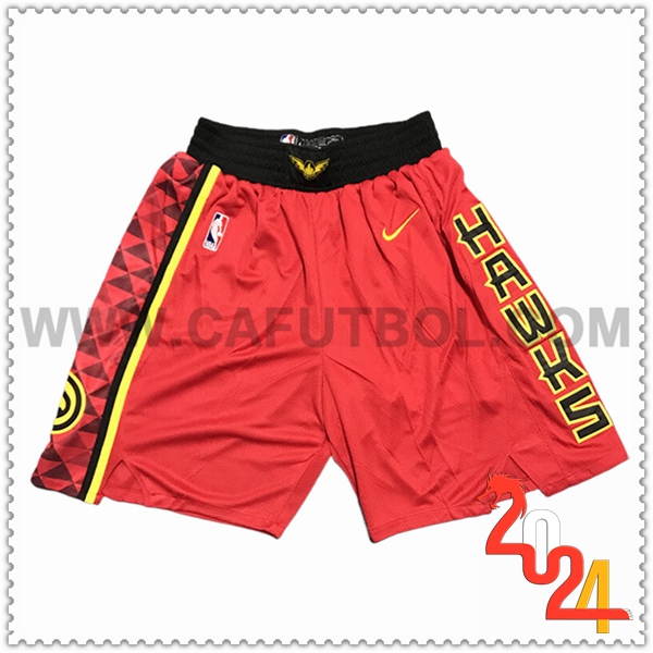 Cortos NBA Atlanta Hawks 2024/25 Rojo/Negro/Amarillo