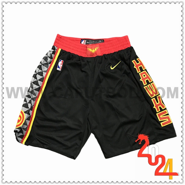 Cortos NBA Atlanta Hawks 2024/25 Negro/Rojo/Amarillo