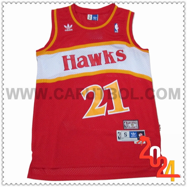 Camisetas NBA Atlanta Hawks (WILKINS #21) 2024/25 Rojo/Blanco/Amarillo