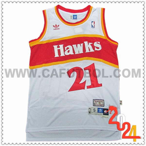 Camisetas NBA Atlanta Hawks (WILKINS #21) 2024/25 Blanco/Rojo