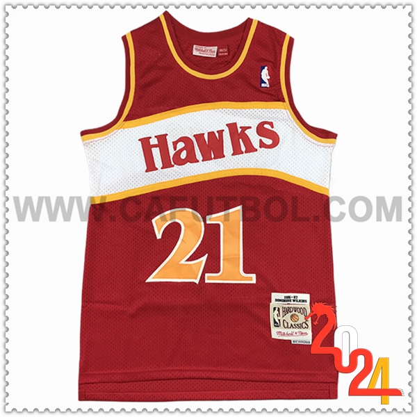 Camisetas NBA Atlanta Hawks (WILKINS #21) 2024/25 Rojo/Blanco/Amarillo -02