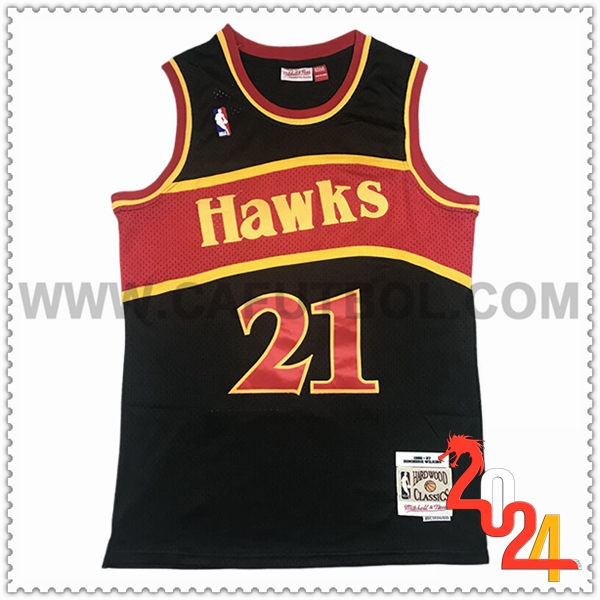 Camisetas NBA Atlanta Hawks (WILKINS #21) 2024/25 Negro/Rojo