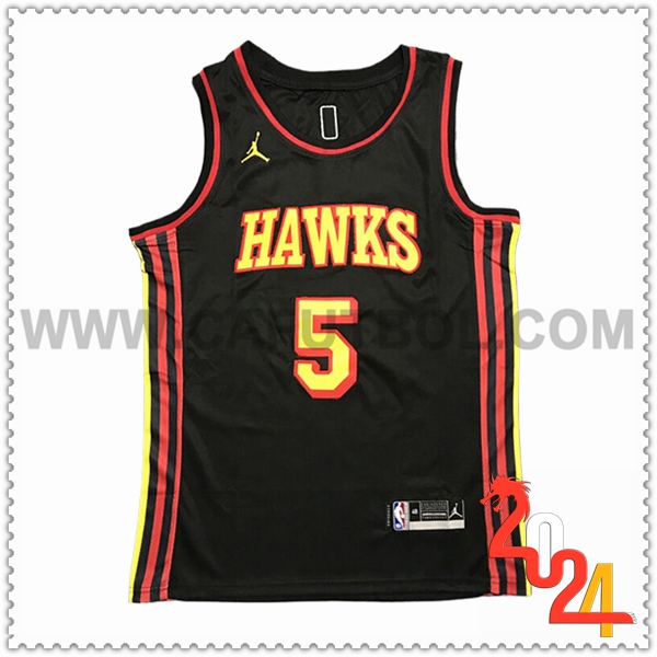 Camisetas NBA Atlanta Hawks (MURRAY #5) 2024/25 Negro/Rojo/Amarillo