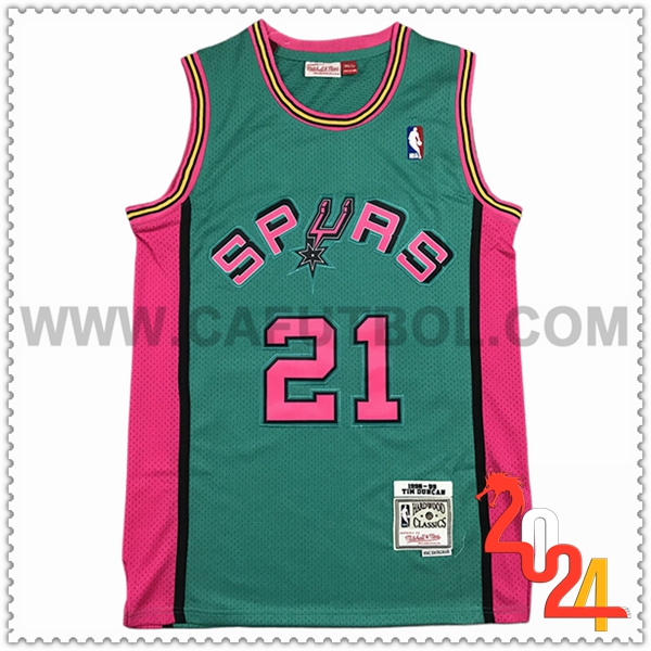 Camisetas NBA San Antonio Spurs (DUNCAN #21) 2024/25 Verde/Rosa