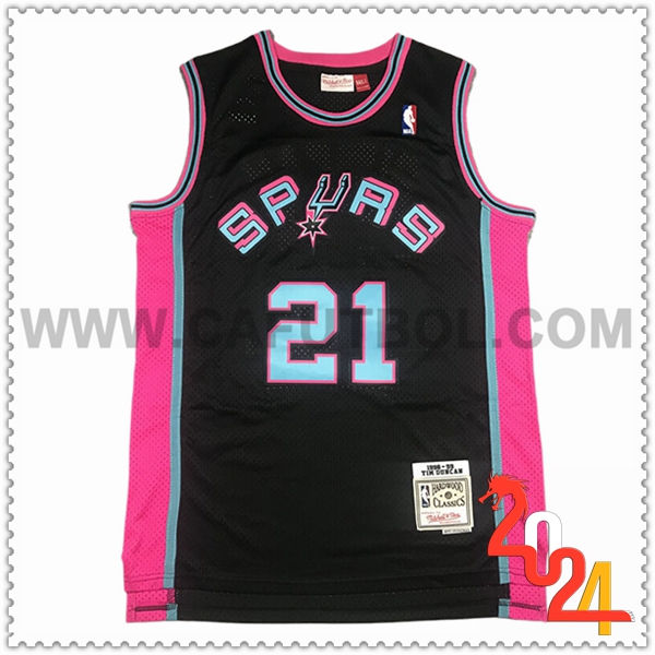 Camisetas NBA San Antonio Spurs (DUNCAN #21) 2024/25 Negro/Rosa/Azul