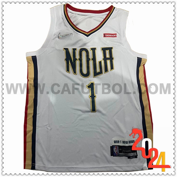 Camisetas NBA San New Orleans Pelicans (WILLIAMSON #1) 2024/25 Azul/Amarillo -02