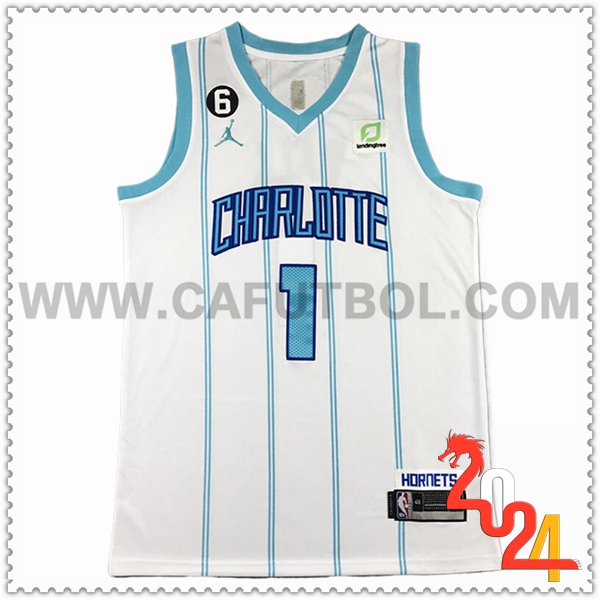 Camisetas NBA Charlotte Hornets (BALL #1) 2024/25 Blanco/Azul